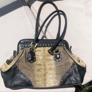 Kenneth Cole Snakeskin and Leather Satchel